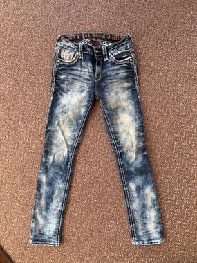 Rock Revival Women's Washed Blue Distressed Skinny Jeans